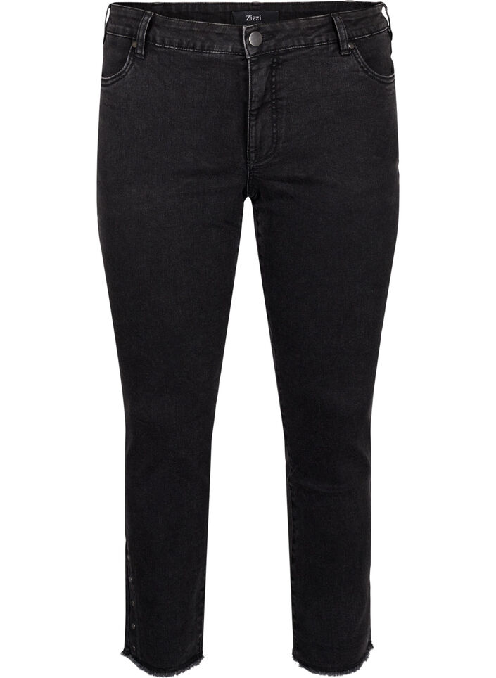 Cropped Emily jeans with frayed hem, Dark Grey Denim, Packshot image number 0