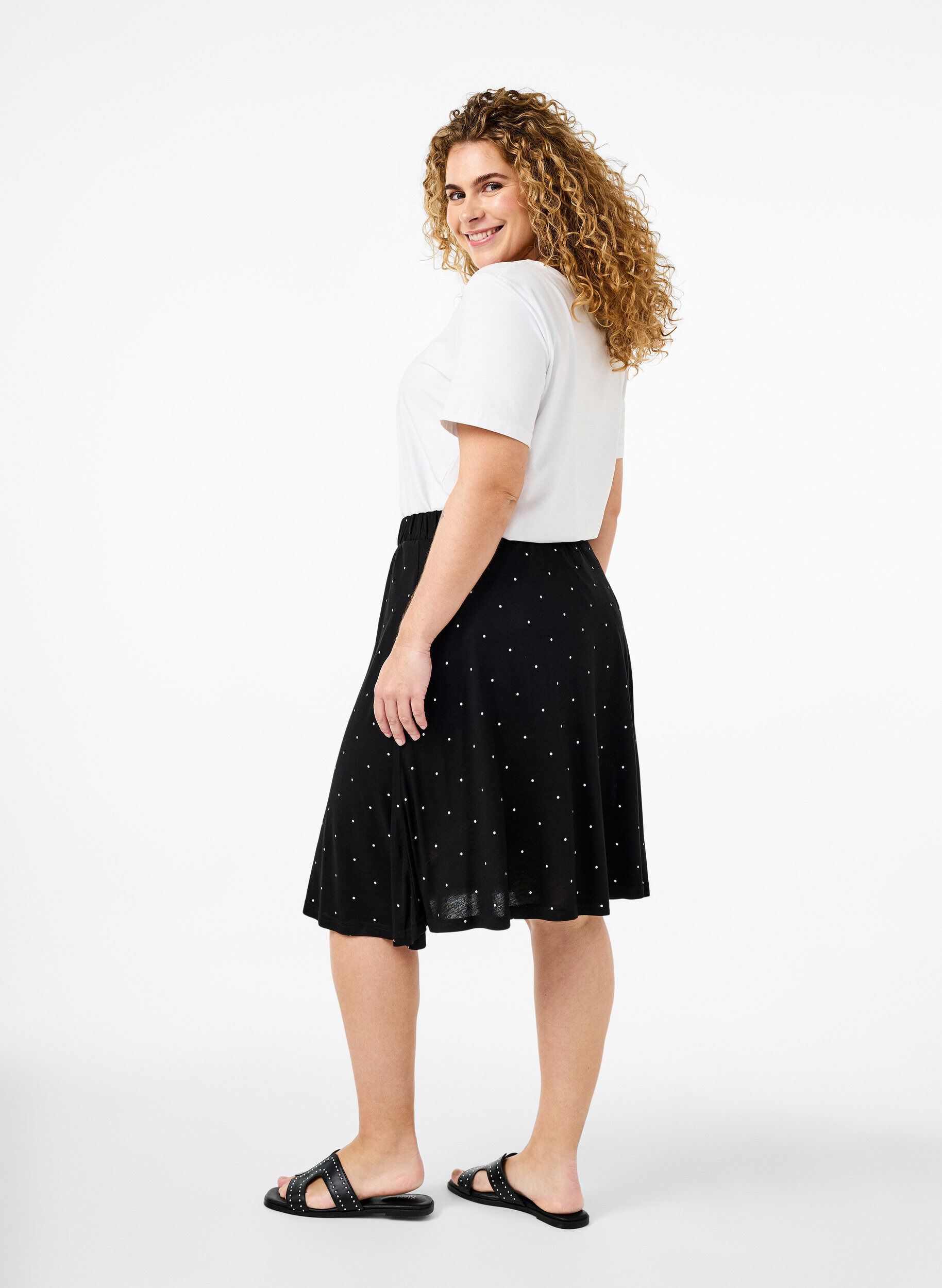 Zizzifashion 2-pack skater skirts in viscose, Black, Model image number 2