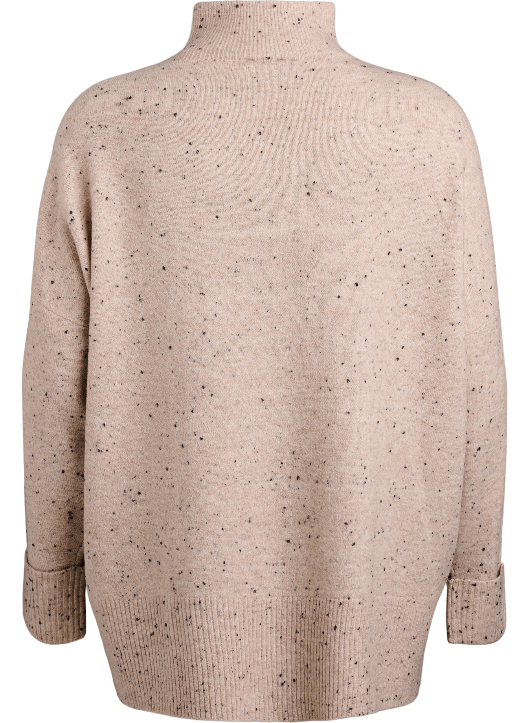 Zizzifashion Knit sweater with high neck and dotted pattern, Beige, Packshot image number 1