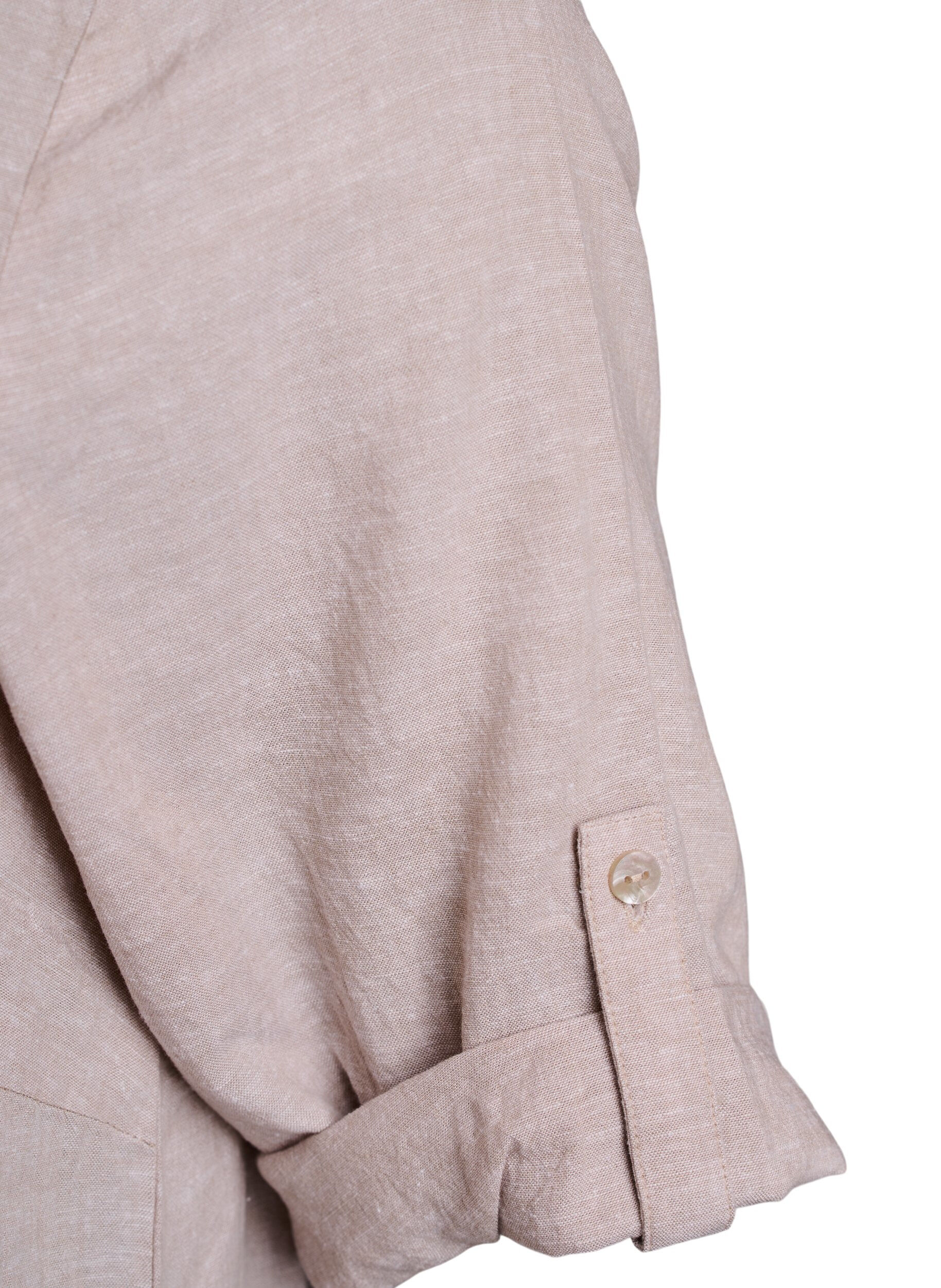 ZizzifashionLinen and viscose tunic with A-shape, Beige, Packshot image number 3