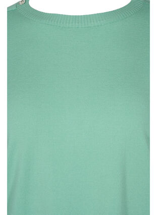 Knitted ribbed sweater with balloon sleeves, Dusty Jade Green Mel, Packshot image number 2