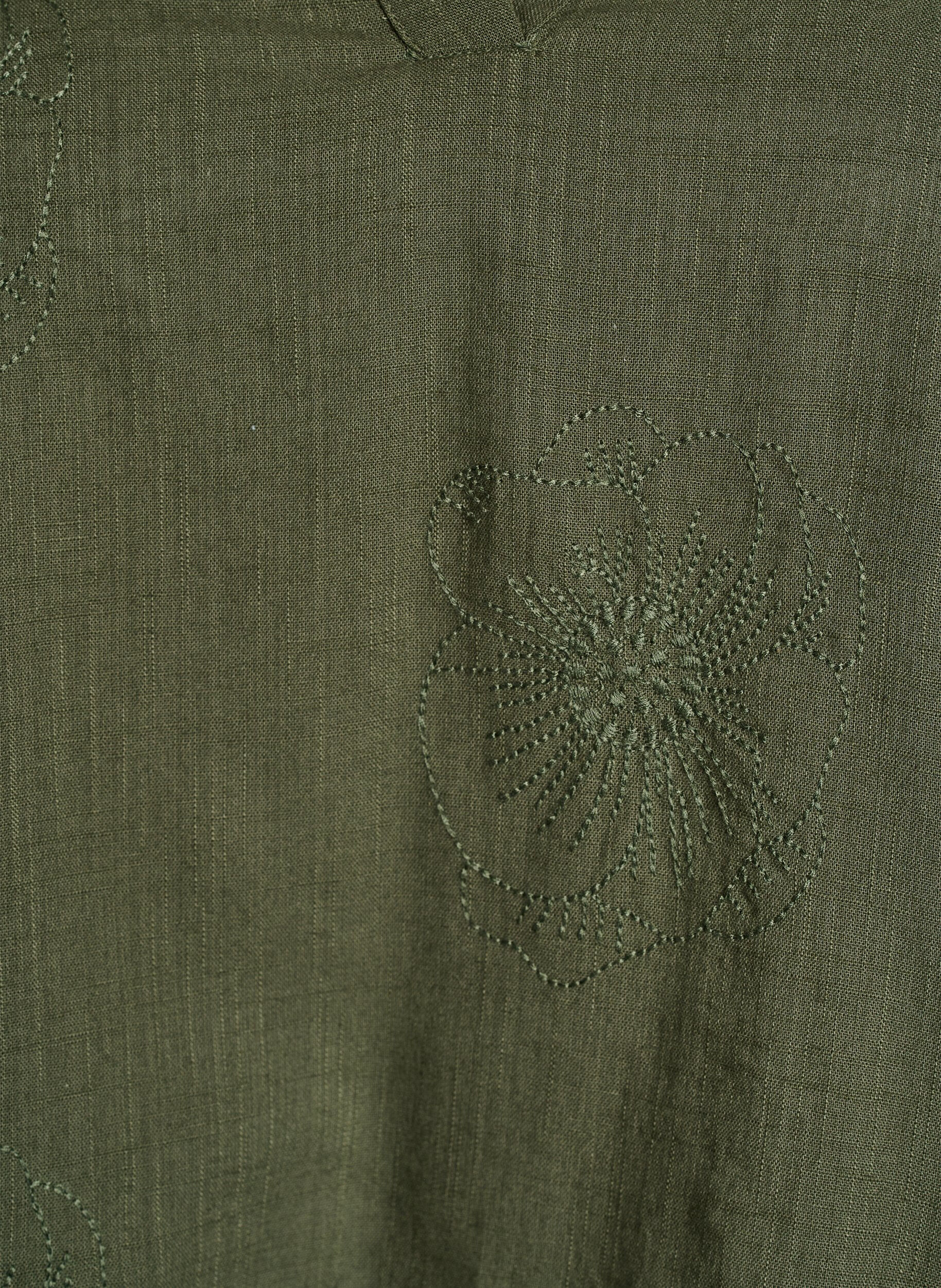 Zizzifashion Cotton blouse with embroidered details and 3/4 sleeves, Green, Packshot image number 2