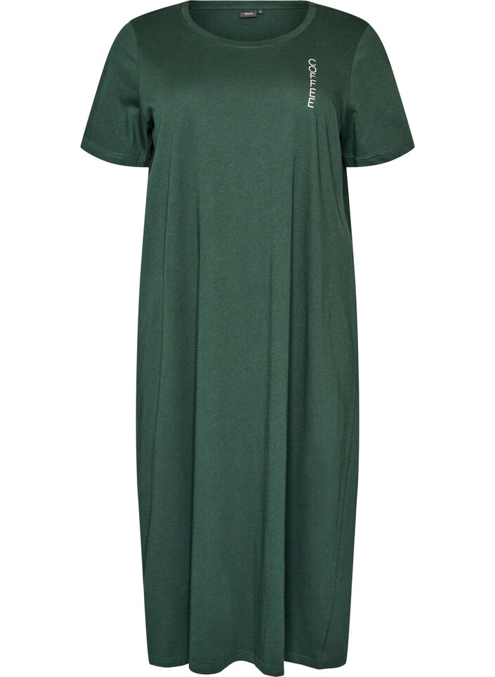 Midi nightgown in organic cotton, Green, Packshot image number 0