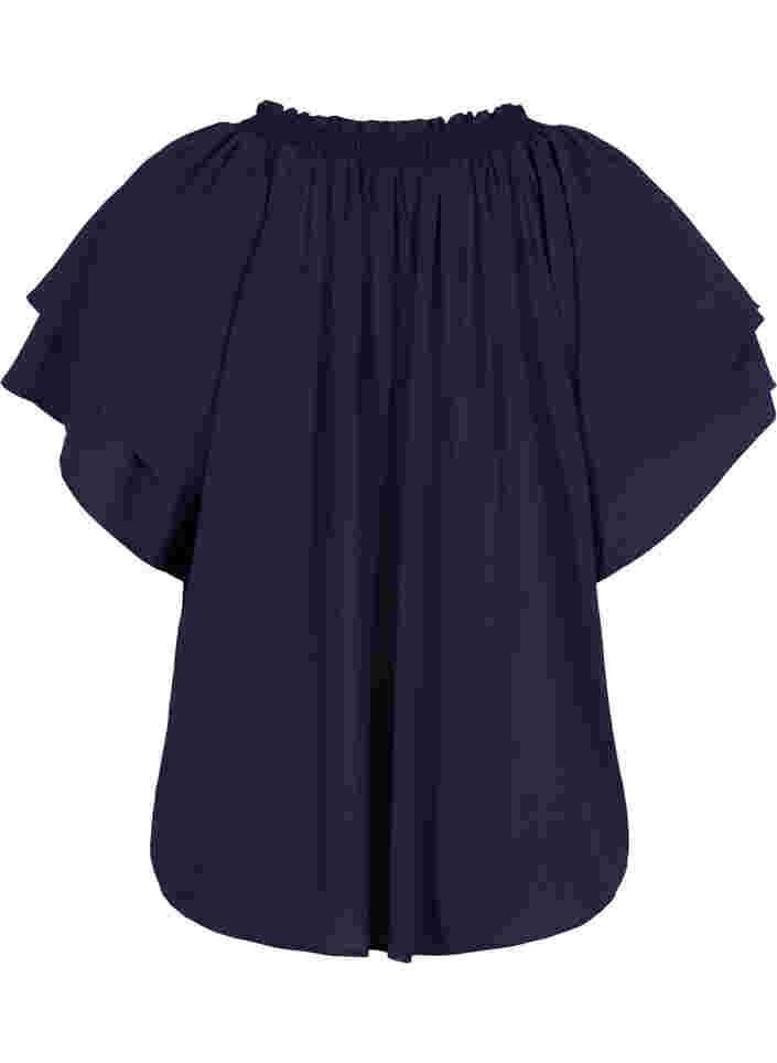 Short-sleeved v-neck blouse, Navy Blazer, Packshot image number 1