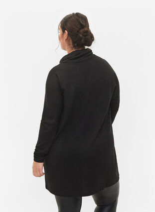 Tunic with long sleeves and high neck, Black, Model image number 1