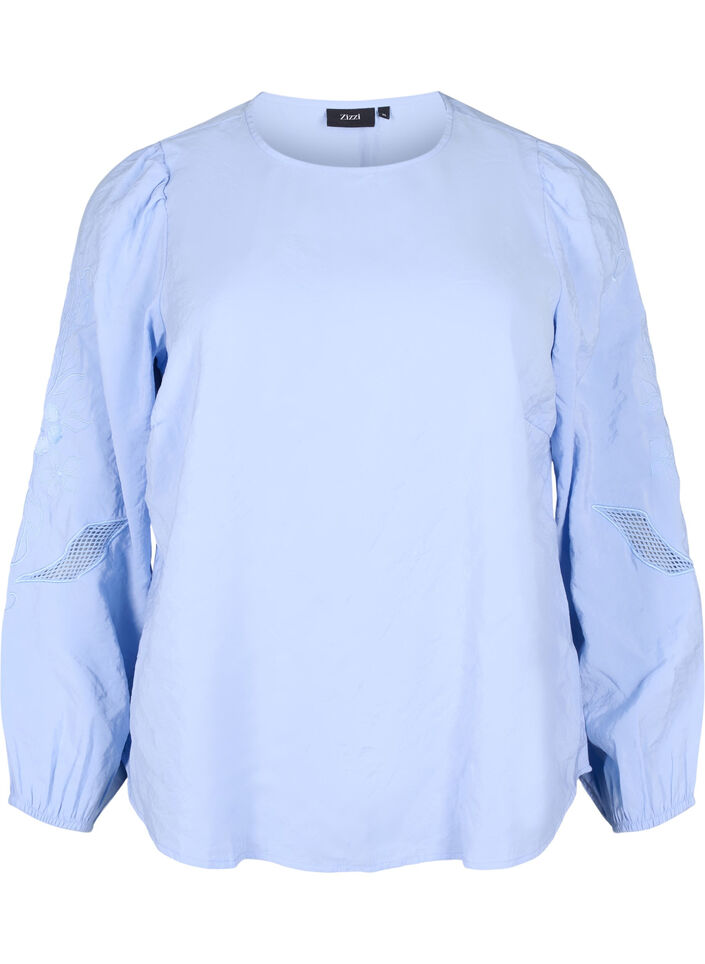 Blouse with TENCEL™ Modal with embroidery details, Serenity, Packshot image number 0