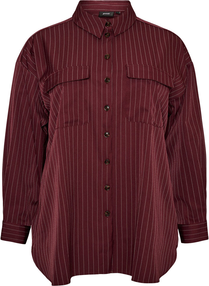 Pinstripe shirt with chest pockets, Red, Packshot image number 0
