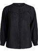 Shirt with a textured dot pattern and embroidery details, Black, Packshot image number 0