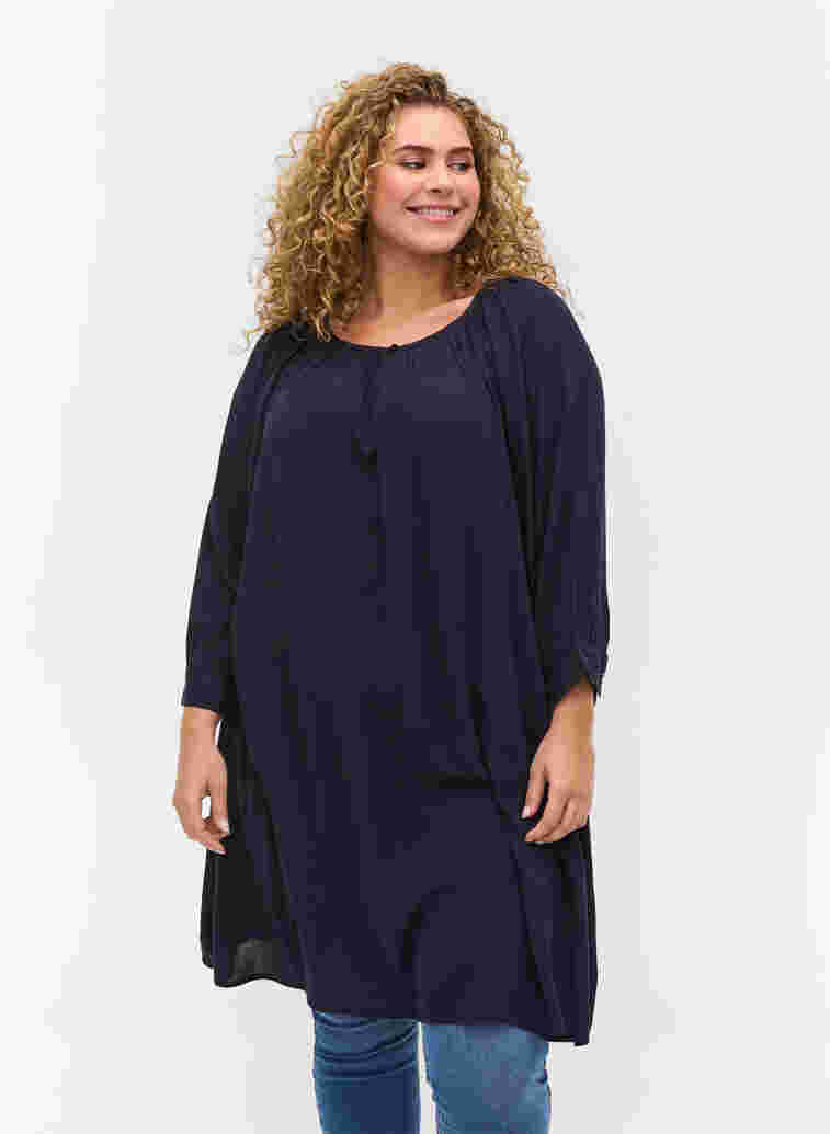 Viscose tunic with 3/4 sleeves, Night Sky, Model image number 0