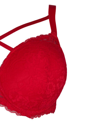 Padded bra with lace and cross detail, Red Ass., Packshot image number 3