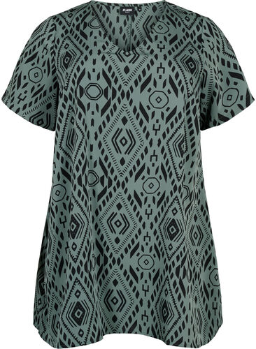 FLASH - Tunic with v neck and print, Balsam Graphic, Packshot image number 0