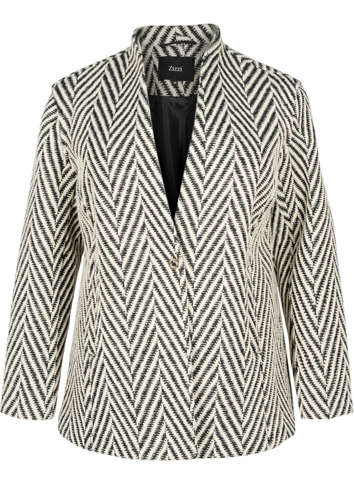 Patterned jacket, Black w. White, Packshot image number 0