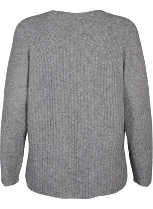 Knit sweater with slit, Light Grey Melange, Packshot image number 1