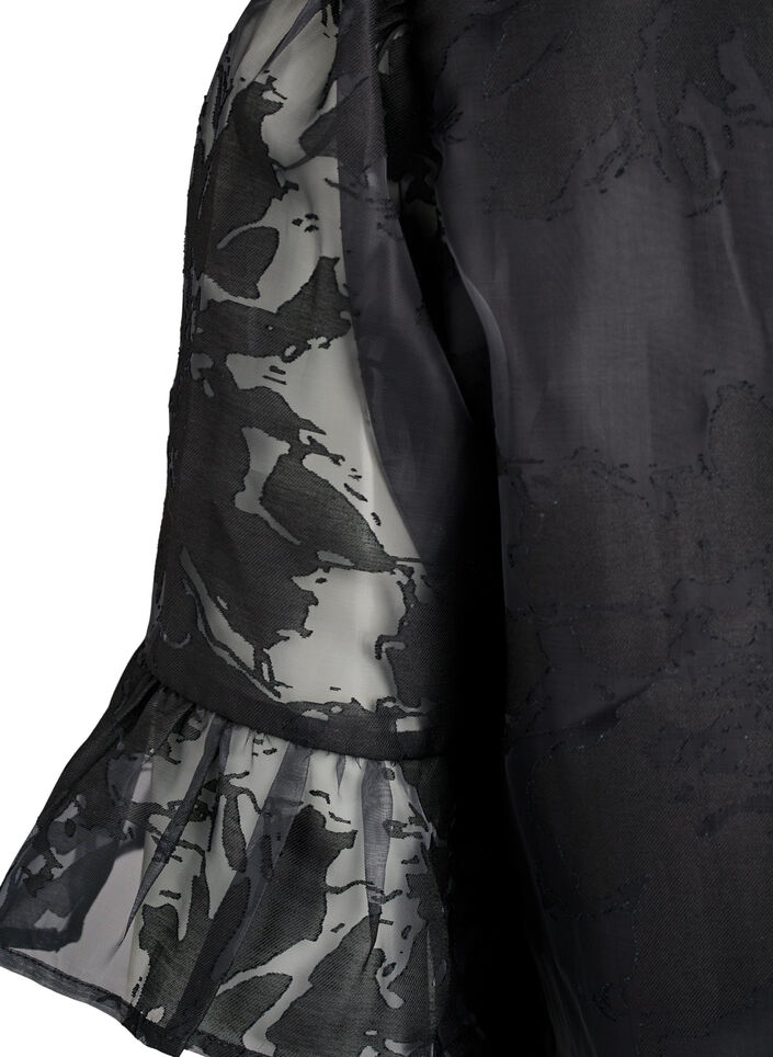 Organza-look party blouse with a tone-on-tone pattern, Black, Packshot image number 3
