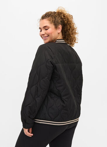 Bomber jacket with pockets and glitter, Black, Model image number 1