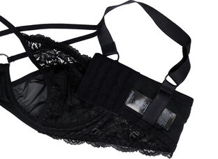 Full cover bra with string and lace, Black, Packshot image number 3