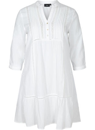 Cotton A-line dress, Bright White, Packshot image number 0