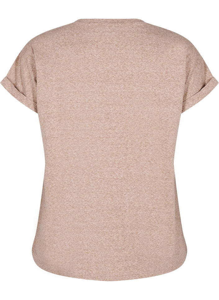 Melange t-shirt with short sleeves, Brown, Packshot image number 1