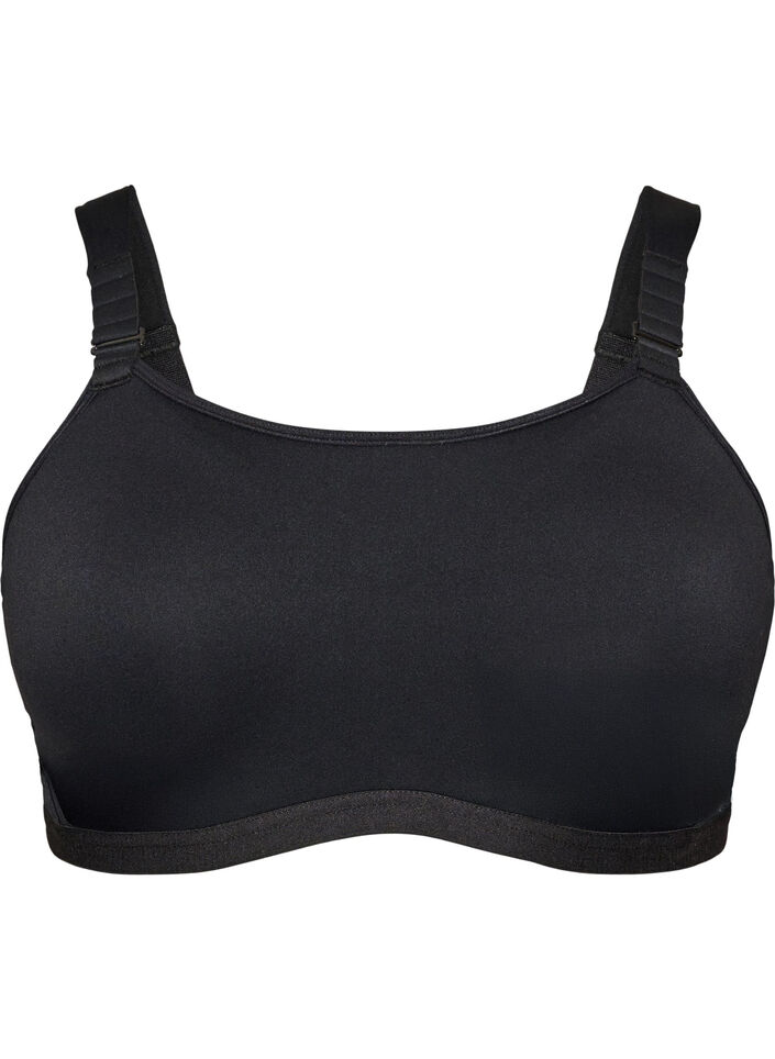 High support sports bra with underwire and padded straps, Black, Packshot image number 0