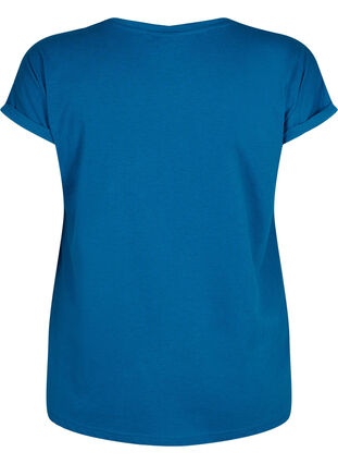 Short sleeved cotton blend t-shirt, Petrol Blue, Packshot image number 1