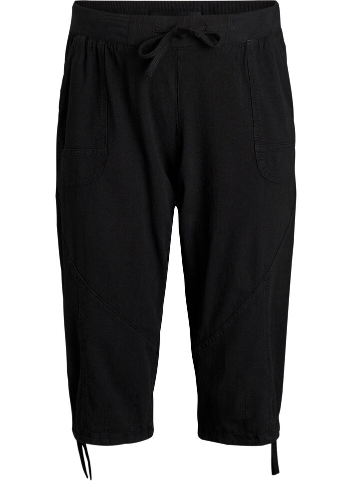 Cotton Capri trousers, Black, Packshot image number 0