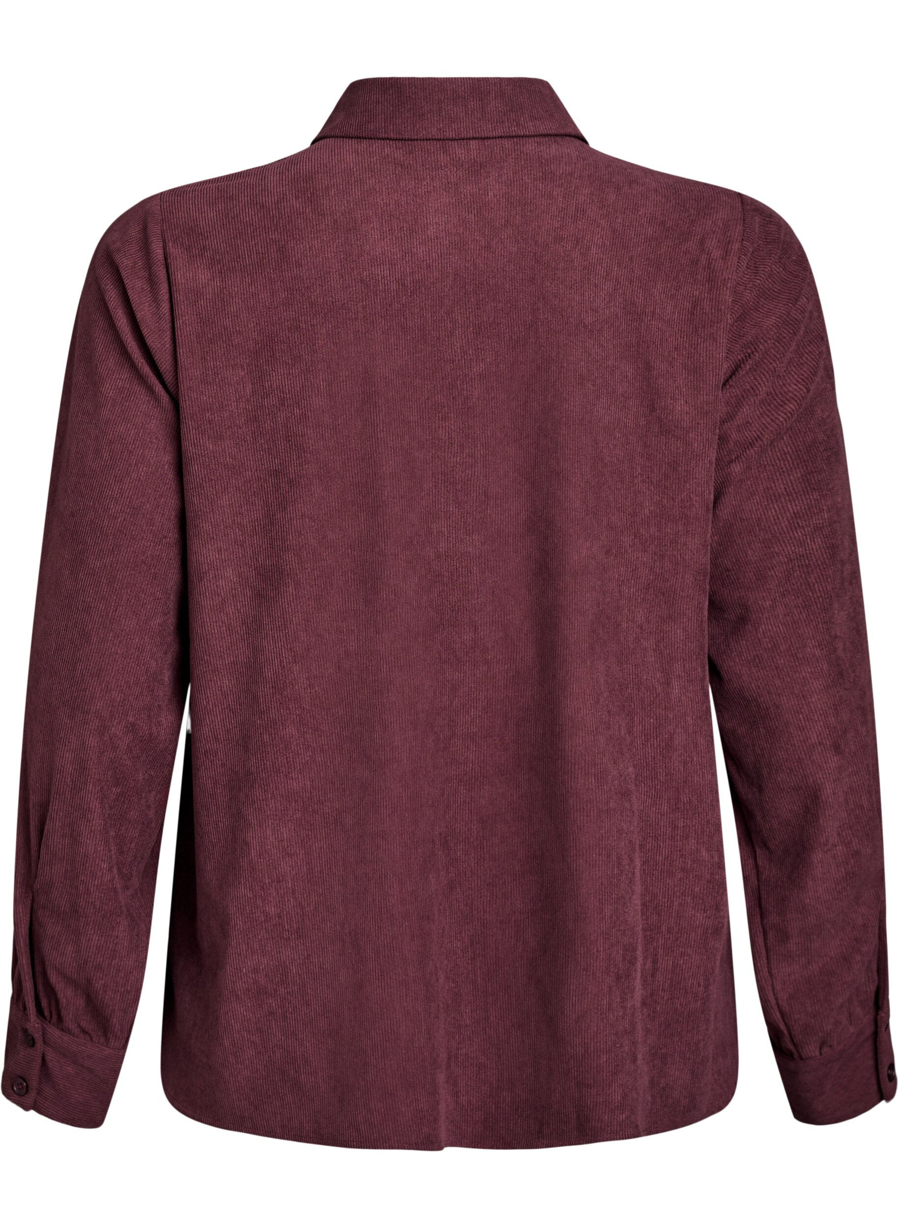 Zizzifashion Long-sleeved shirt blouse in corduroy, Dark Bordeaux, Packshot image number 1