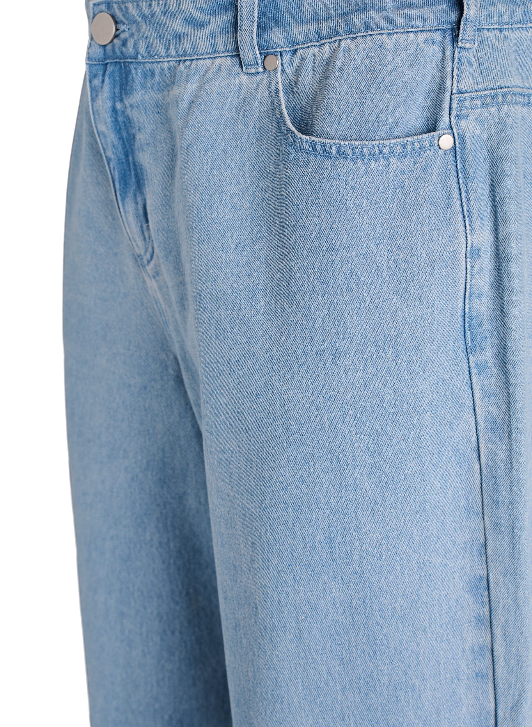 Zizzifashion Myra jeans with wide fit and flower details, Light Blue, Packshot image number 2