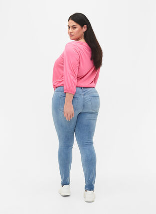 	 Extra slim Sanna jeans with embroidery detail, Light blue, Model image number 1