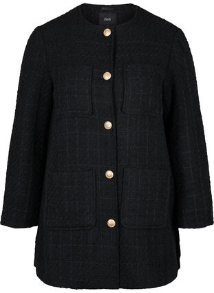Boucle jacket with pockets, Black, Packshot image number 0