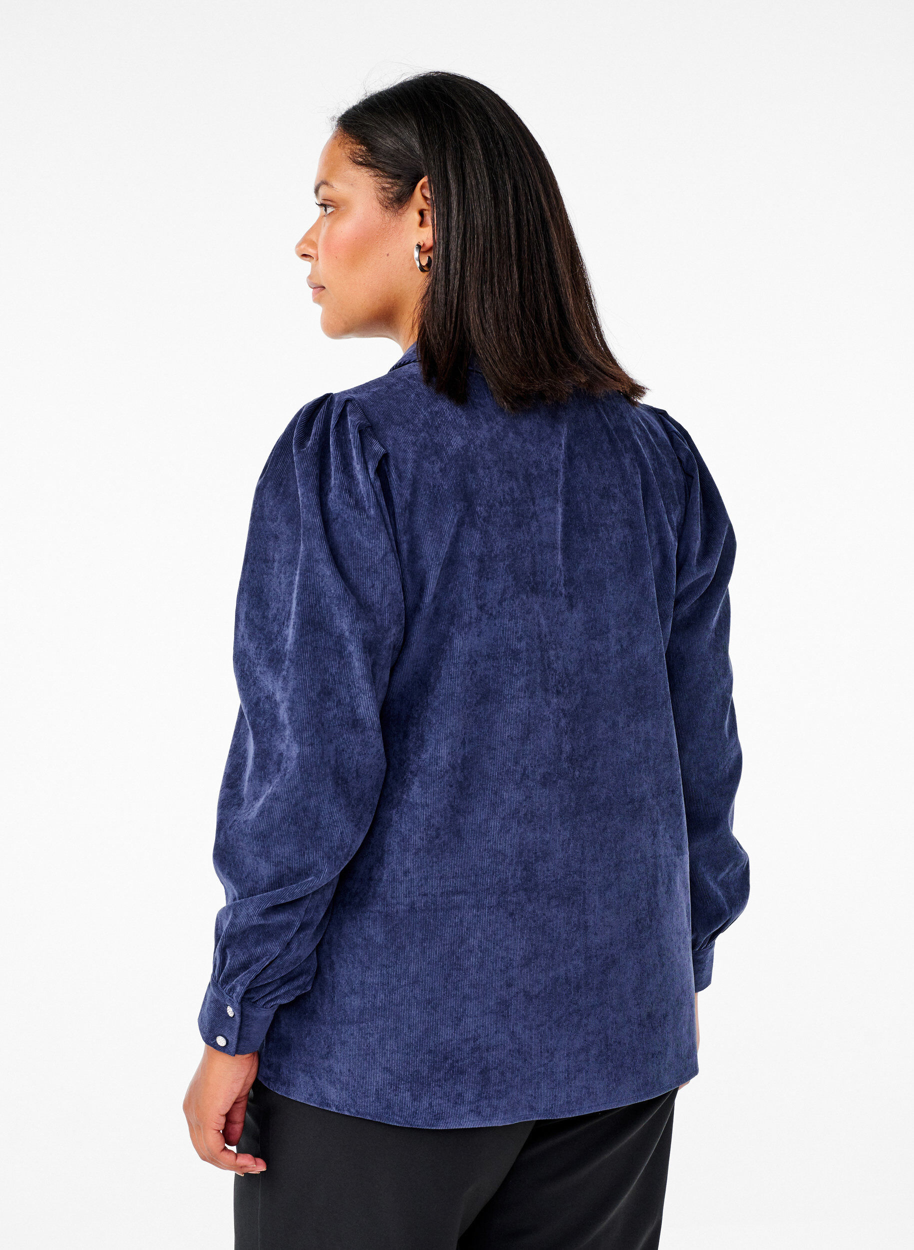 Zizzifashion Velvet shirt with rhinestone buttons, Medieval Blue, Model image number 1