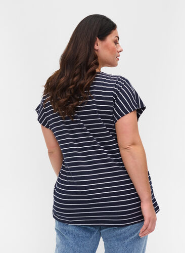 Cotton t-shirt with stripes, Blue Stripe, Model image number 1