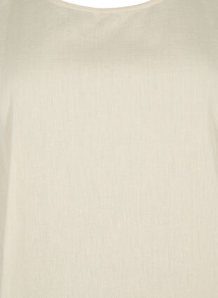 Short-sleeved blouse in cotton blend with linen, Sandshell, Packshot image number 2
