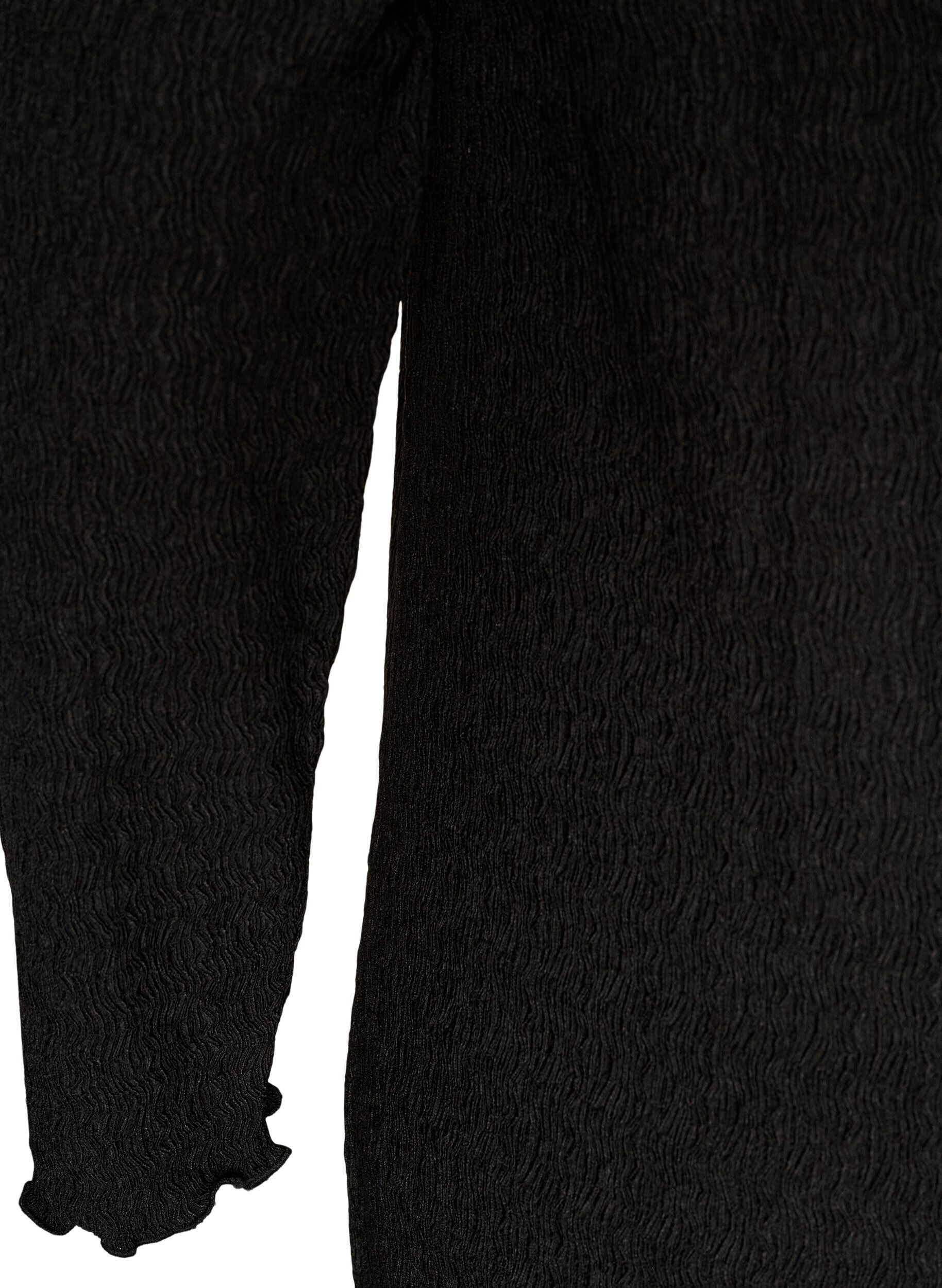 ZizzifashionMidi dress with a wavy texture and long sleeves, Black, Packshot image number 3