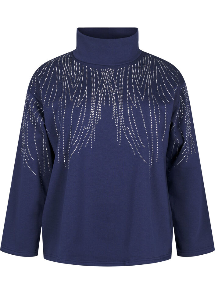 Sweatshirt with high neck and rhinestones, Naval Academy, Packshot image number 0