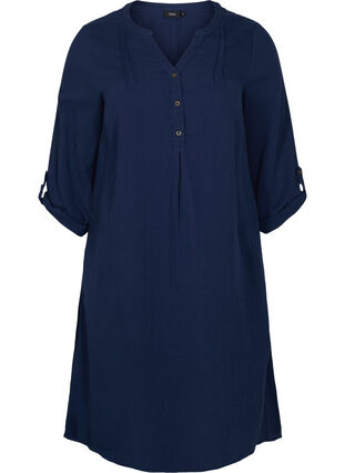 Cotton dress with 3/4 sleeves, Navy Blazer, Packshot image number 0