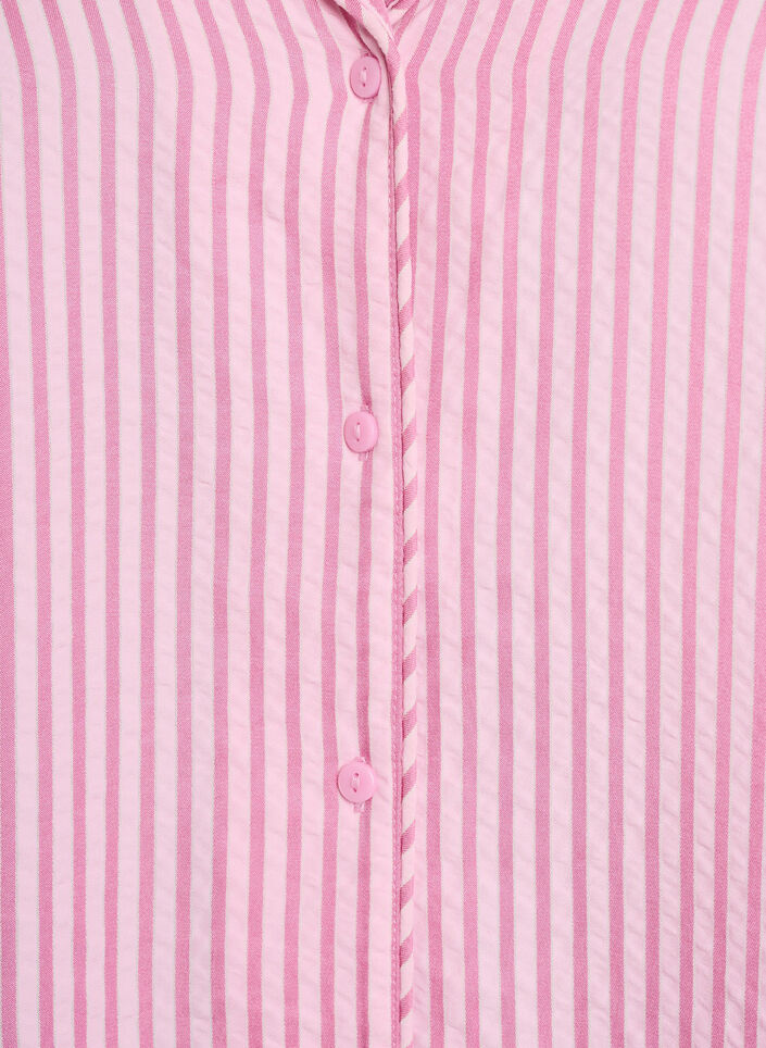 Seersucker pyjama shirt with long sleeves, Pink, Packshot image number 2