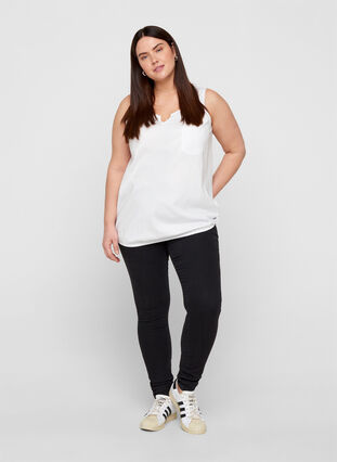 Plain-coloured top in cotton, Bright White, Model image number 2