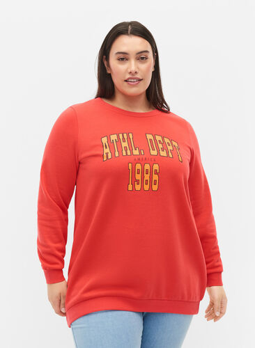 Long sweatshirt with text print, Hisbiscus, Model image number 0