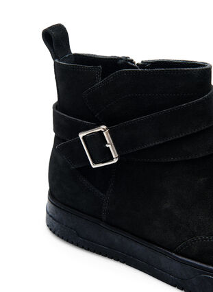 Short wide fit boot in suede, Black, Packshot image number 3