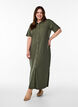Maxi dress in jersey with collar and short sleeves, Green, Model image number 0