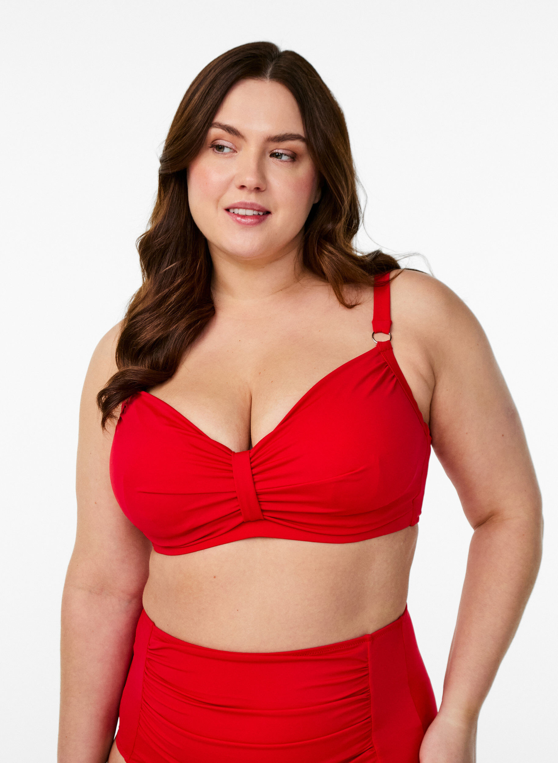 Zizzifashion Underwire bikini bra with draping, Red, Model image number 0