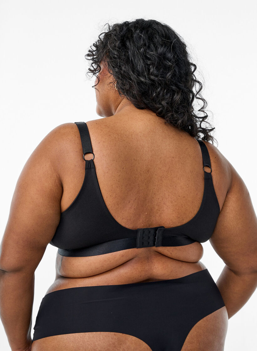 Cotton bralette with lace, Black, Model image number 2