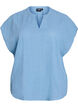 Loose blouse with cap sleeves, Blue, Packshot image number 0