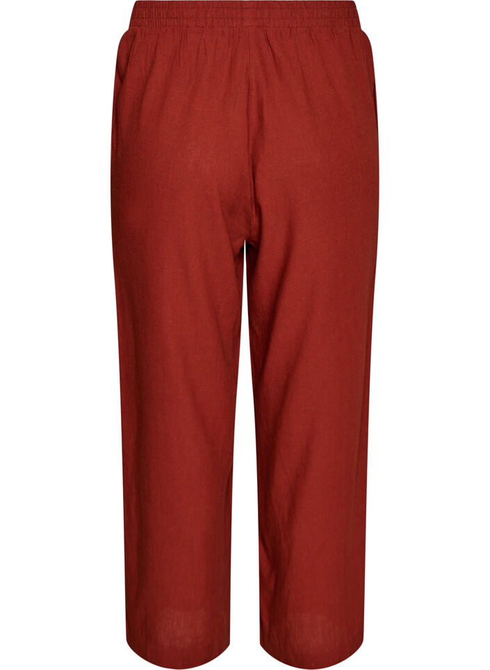 Wide-leg linen and viscose trousers, Red, Packshot