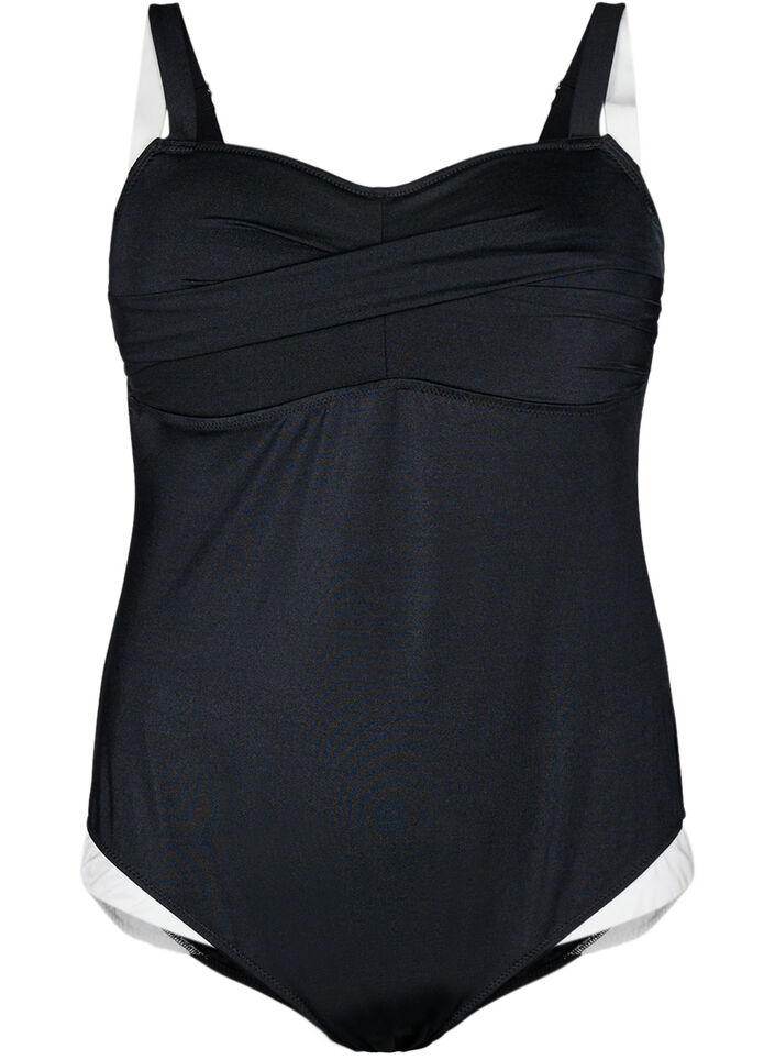 Swimsuit with padding and contrast detailing, Black, Packshot image number 0