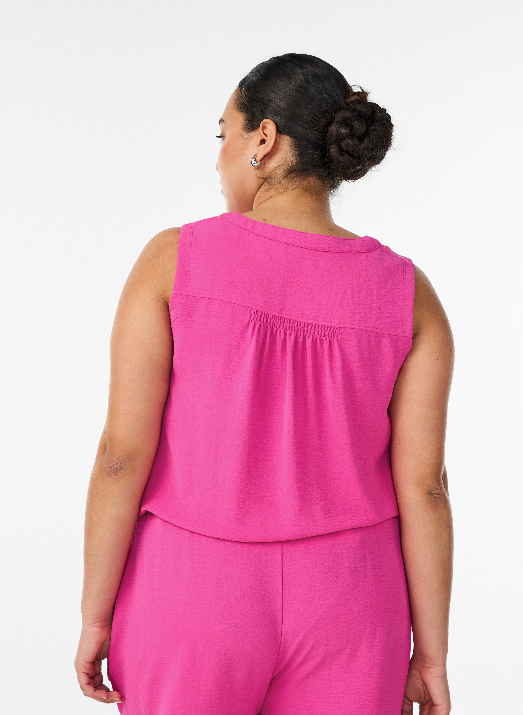 ZizzifashionSleeveless top with wrinkle details, Rose, Model image number 2