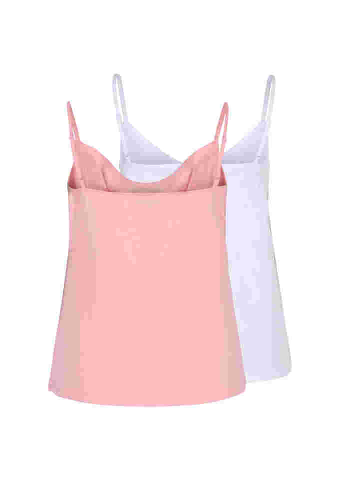 Cotton basic top 2-pack, Blush/Bright White, Packshot image number 1