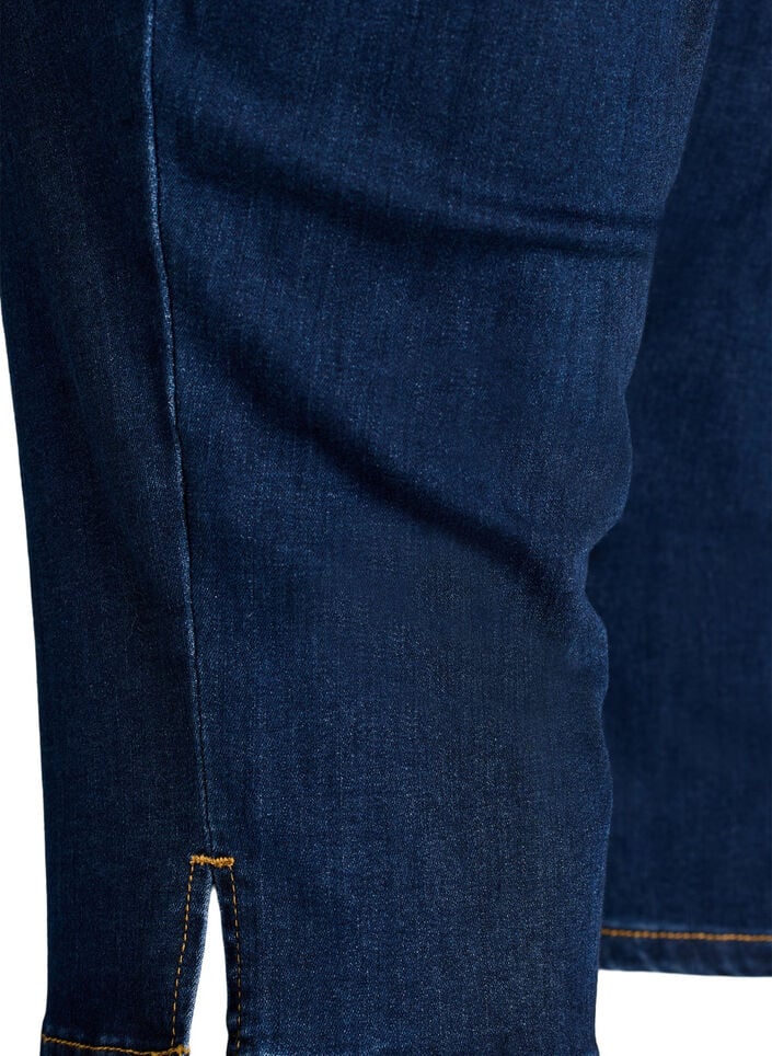 High-waisted slim fit capris in stretch denim, Blue, Packshot image number 3