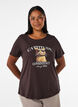 Cotton T-shirt with front print, Brown, Model image number 0