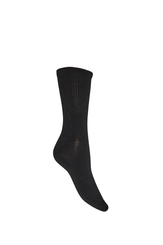 Ribbed cotton sock, Black, Packshot image number 1